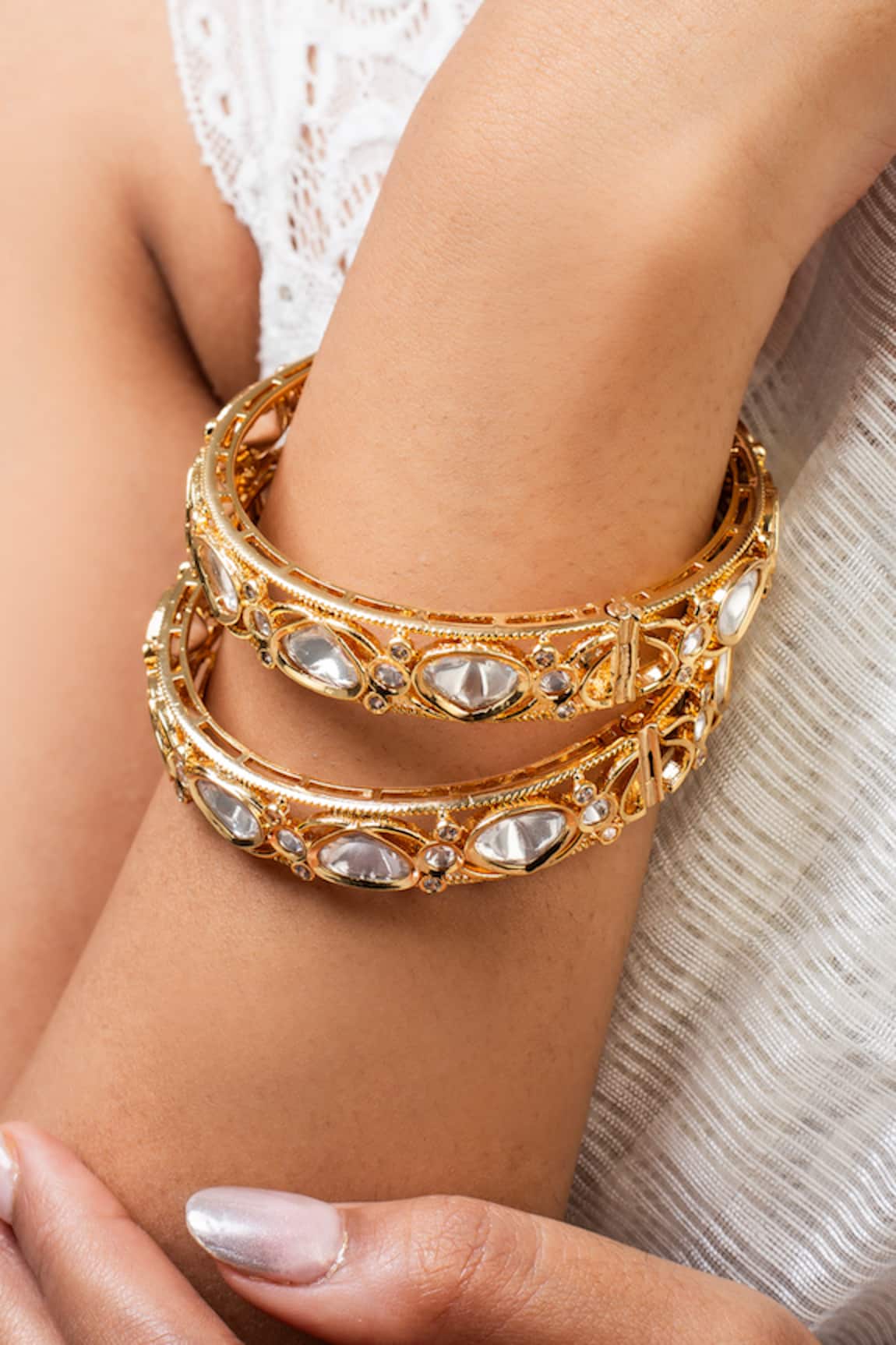 Zevar King Stone Embellished Bangles Set of 2