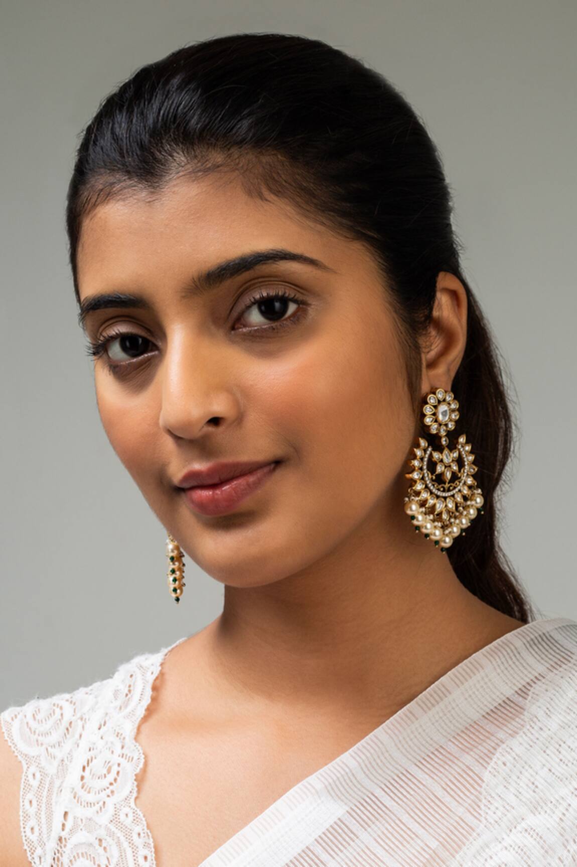 Zevar King Floral Stone Studded Chandbalis