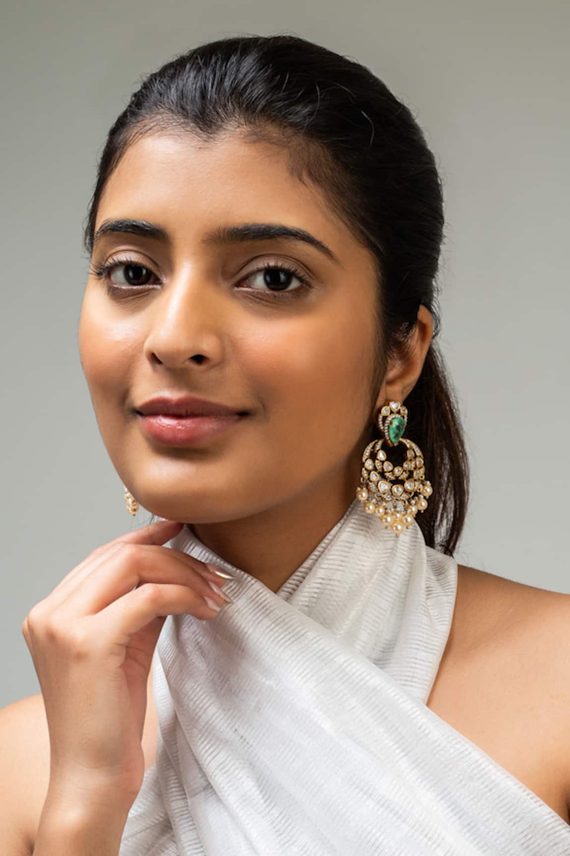 Zevar King Stone Studded Petal Chandbalis