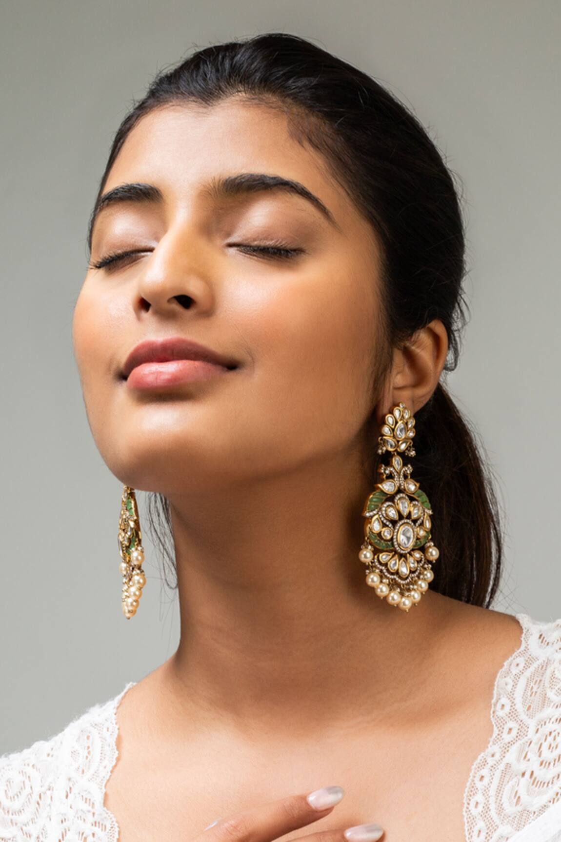 Zevar King Antique Gold Peacock Stone Earrings 