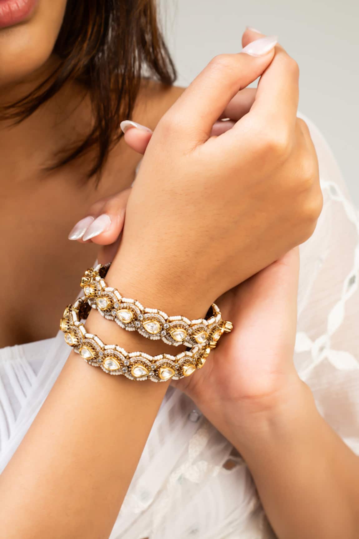 Zevar King Antique Gold Plated Tear Drop Bangle 