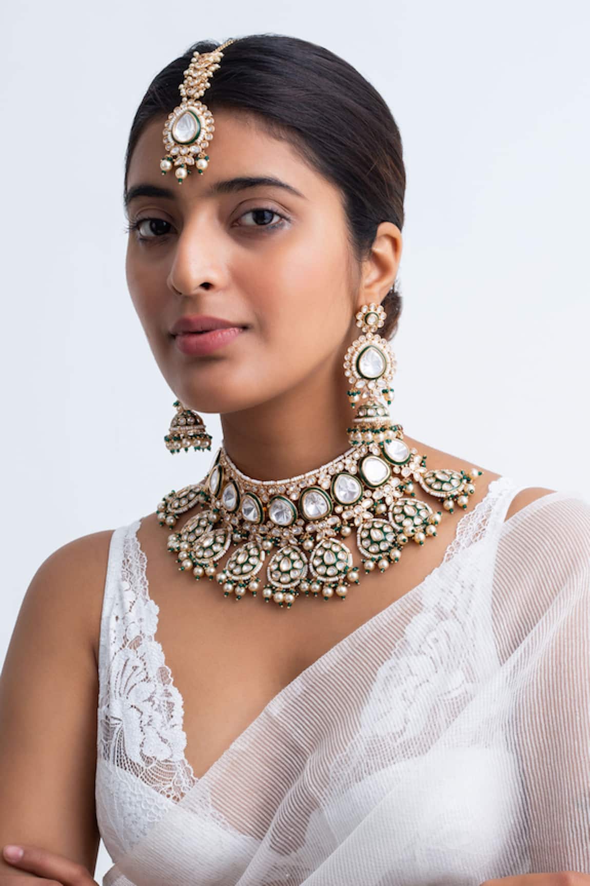 Zevar King Kundan Polki Choker Necklace Set 