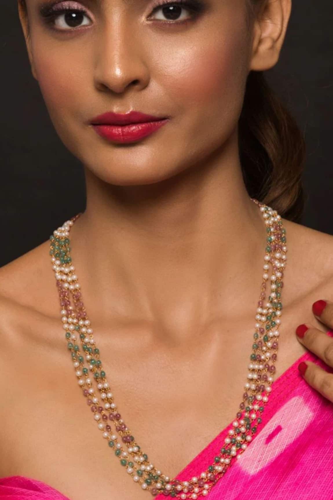 Queens Jewels Gold Toned Multi Layered Pearl Necklace 