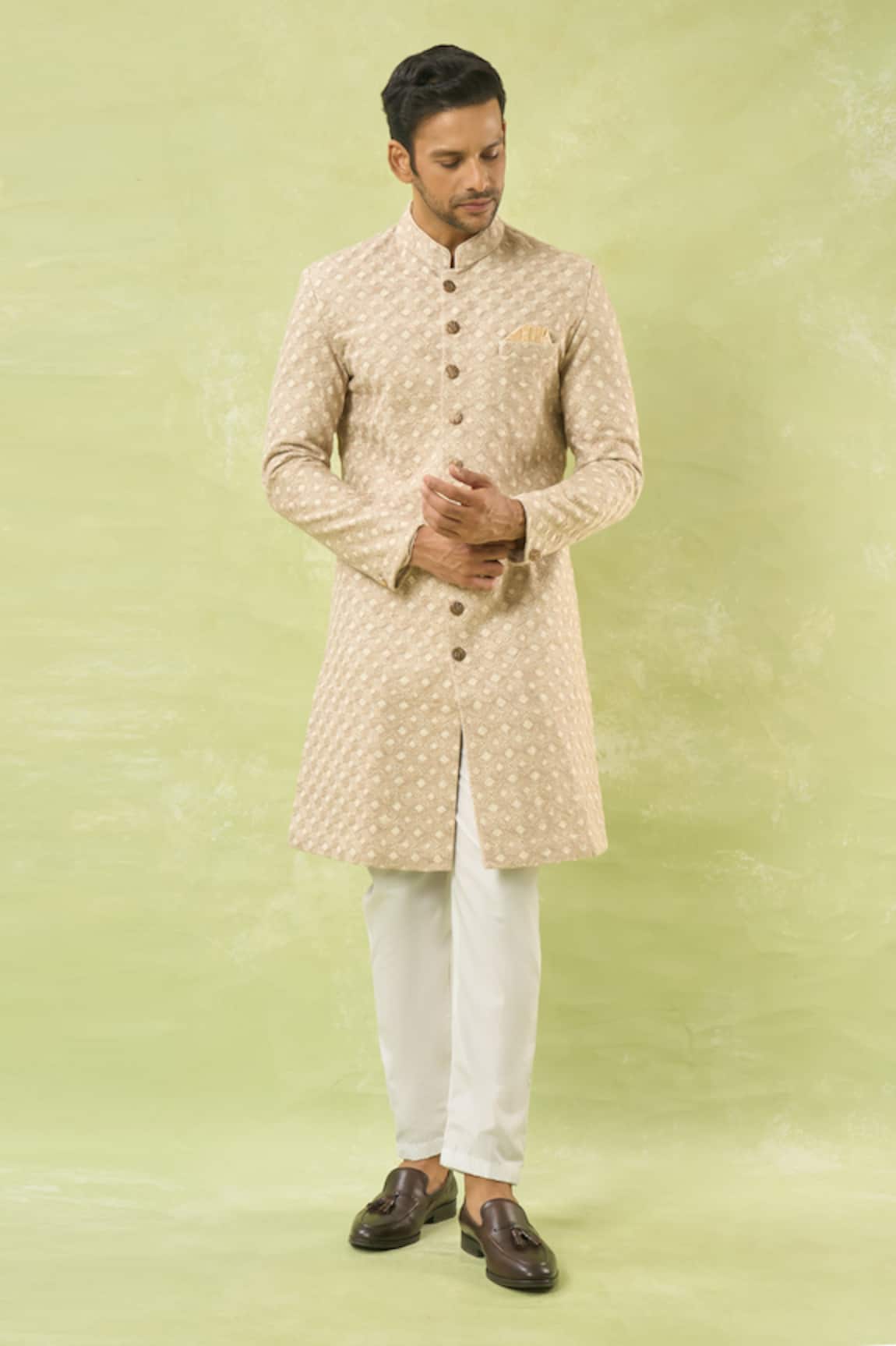 Arihant Rai Sinha Floral Woven Sherwani & Polo Pant Set 