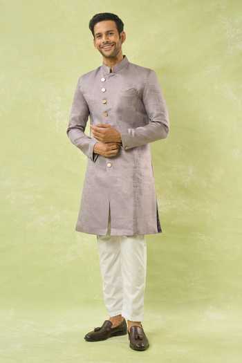 Arihant Rai Sinha Geometric Woven Sherwani & Polo Pant 