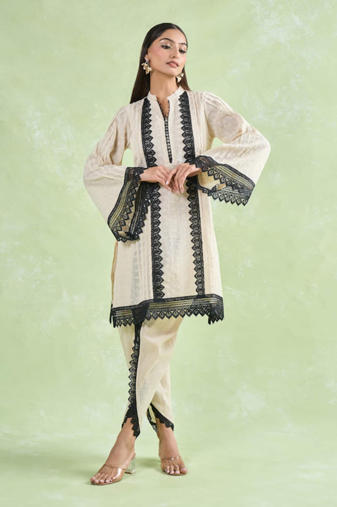 Naintara Bajaj Floral Embroidered Schiffli Kurta & Dhoti Set 