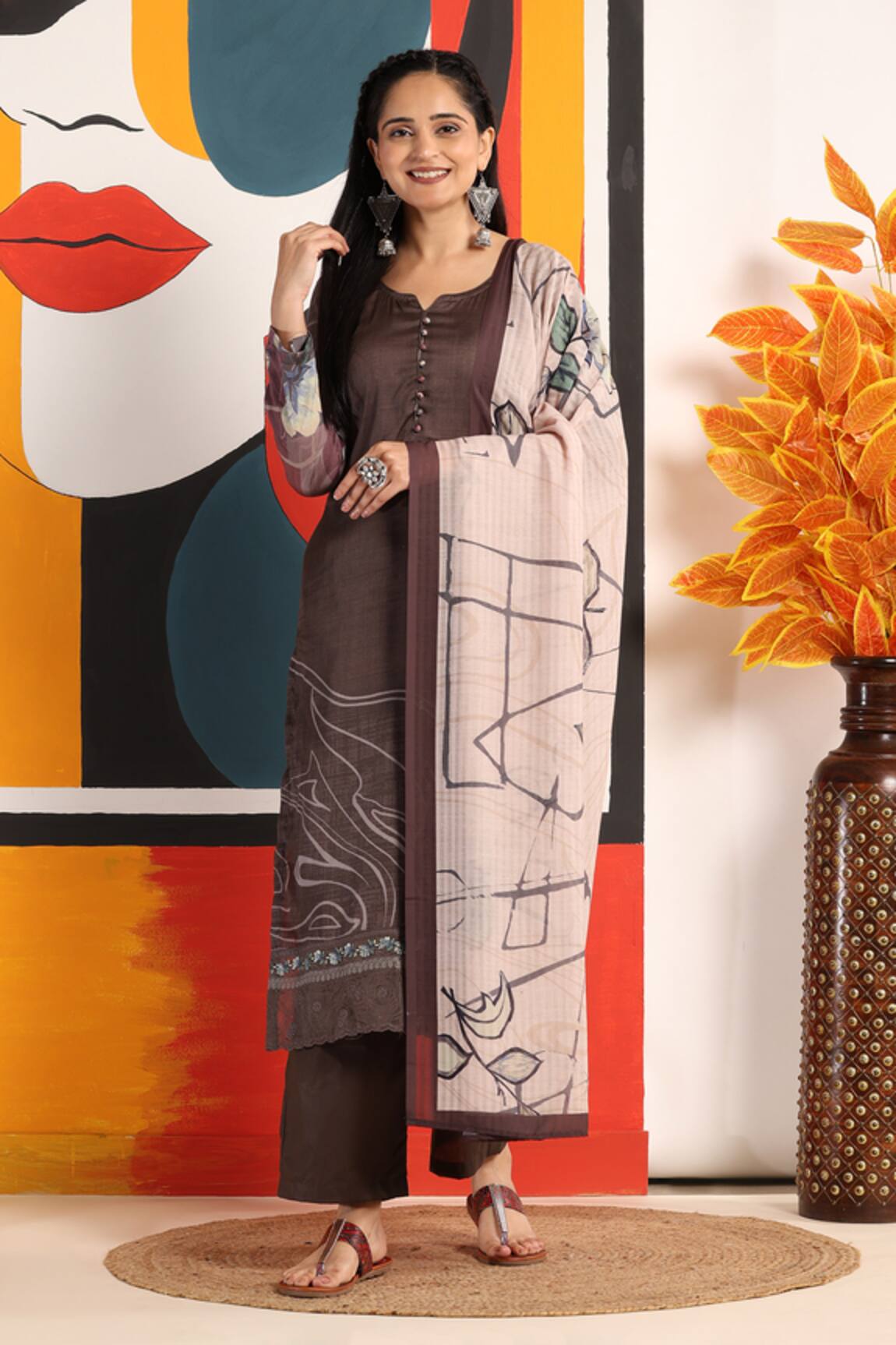 Mamicha Abstract Floral Kurta Palazzo Set 