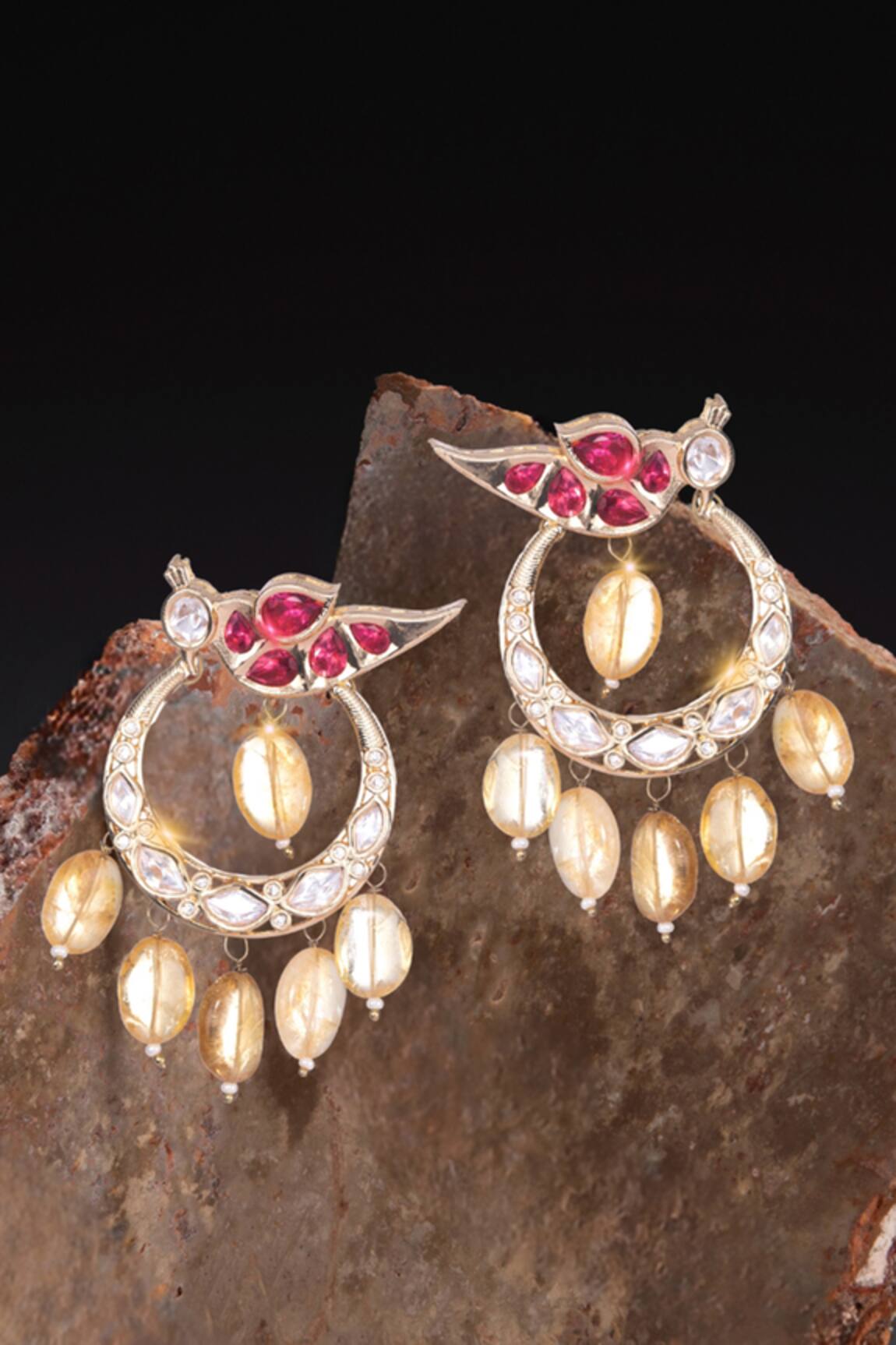 Nayaab By Sonia Gold Bird Charm Chandbalis