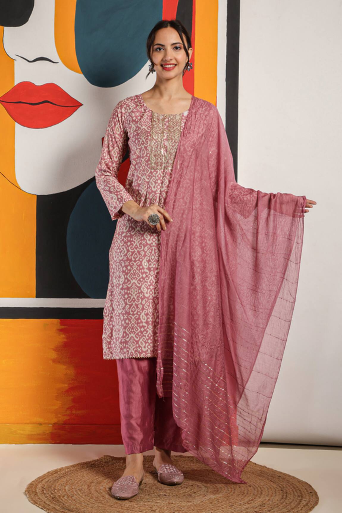 Mamicha Embroidered Paisley Kurta & Palazzo Set 
