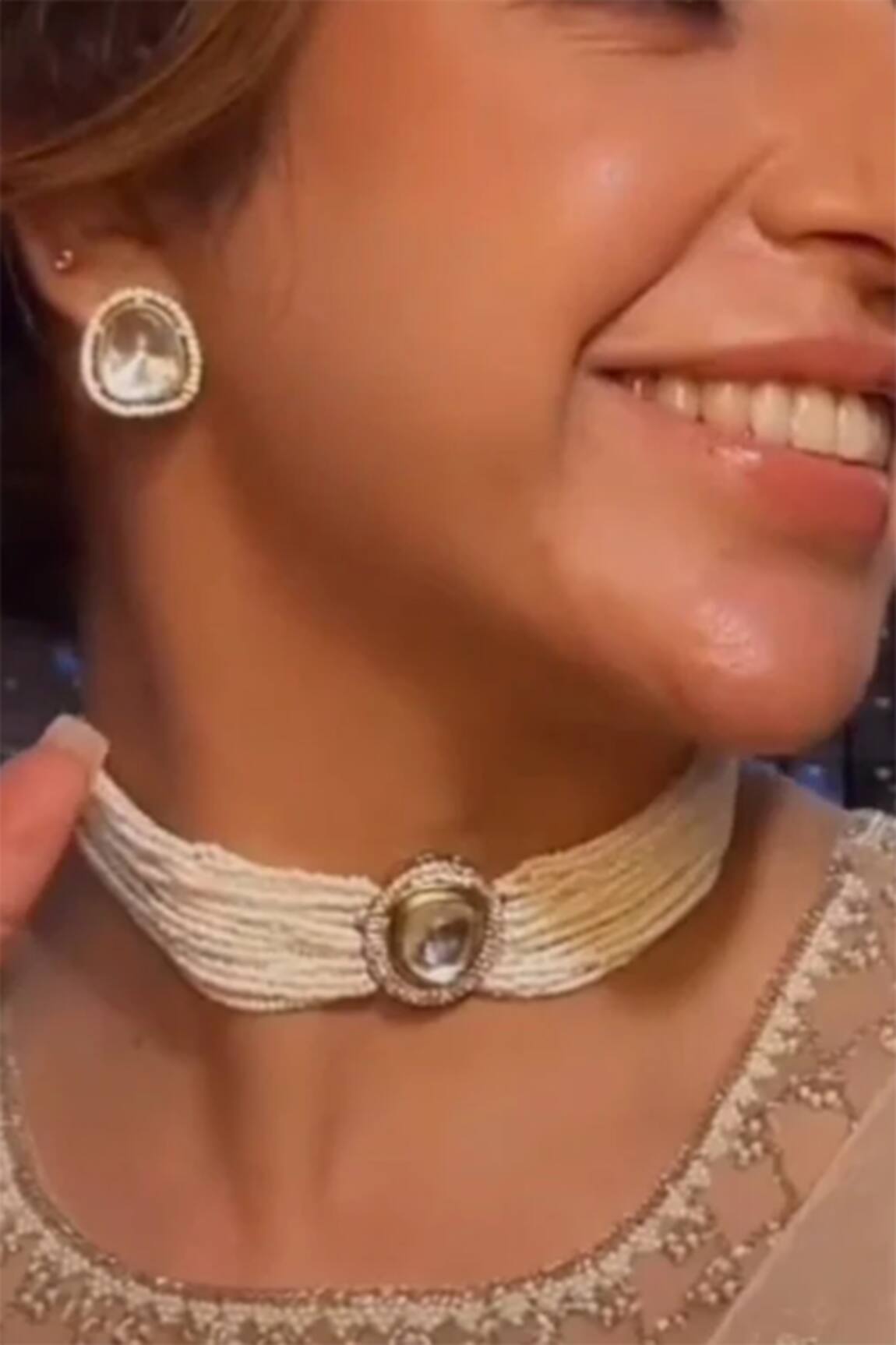 The House of Aqua Kundan Bead Embellished Choker Set 