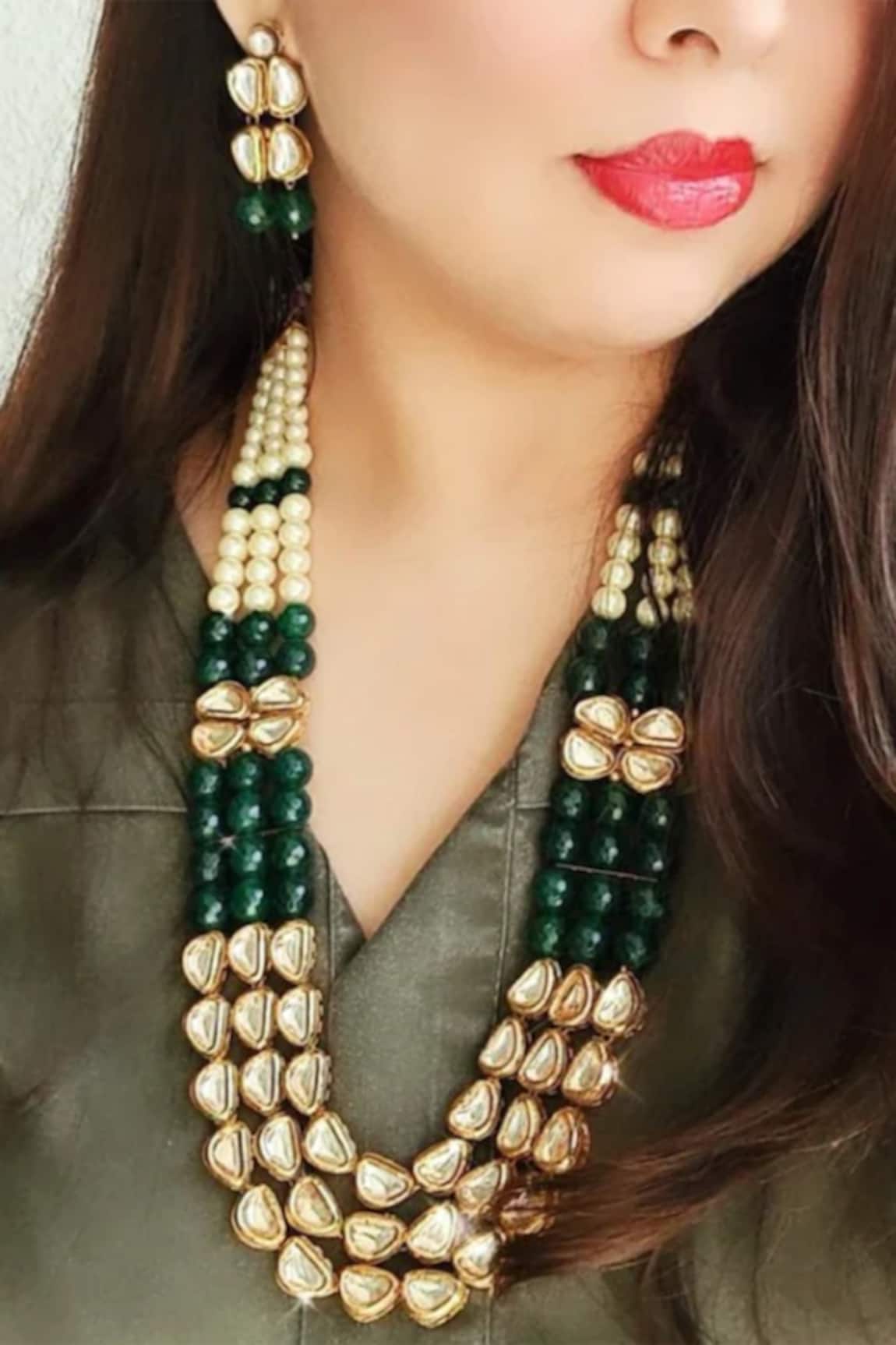 The House of Aqua Gold Toned Bead Embellished Necklace Set 