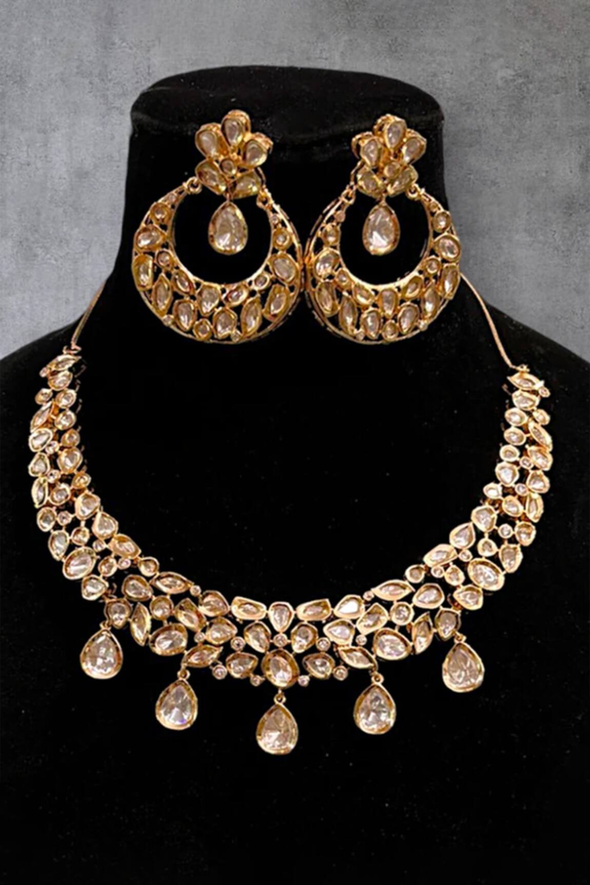 The House of Aqua Floral Polki Necklace Set 
