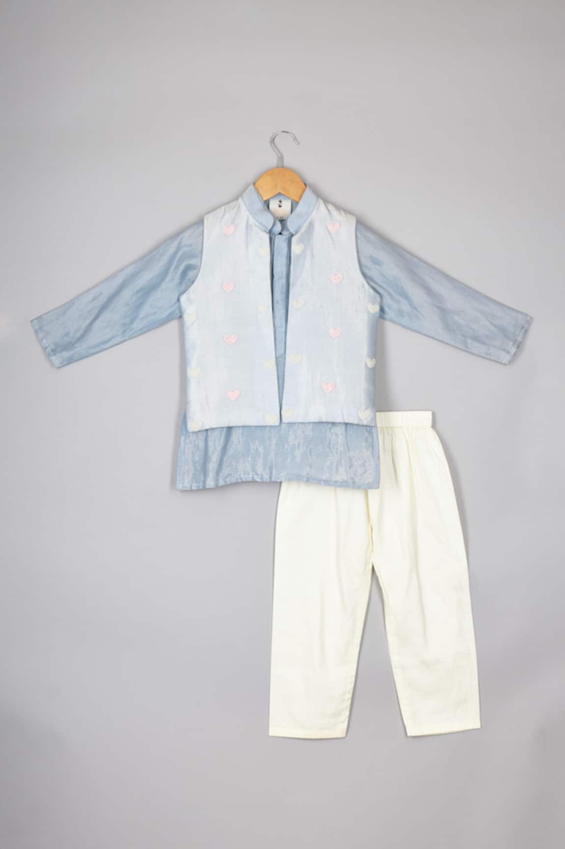 P & S CO Beaded Heart Embroidered Kurta Set