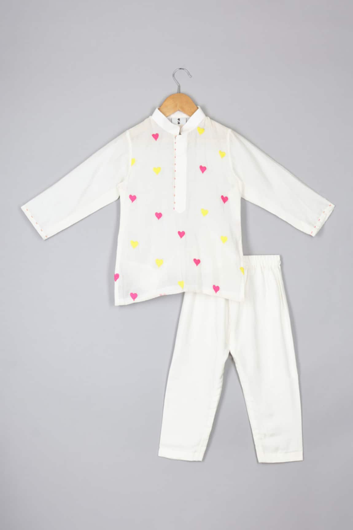 P & S CO Heart Embroidered Kurta & Pant Set