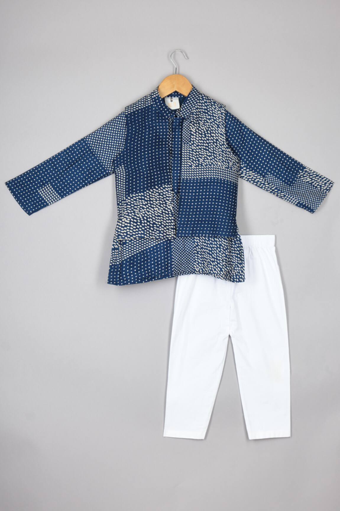 P & S CO Smear Print Bundi Kurta Set