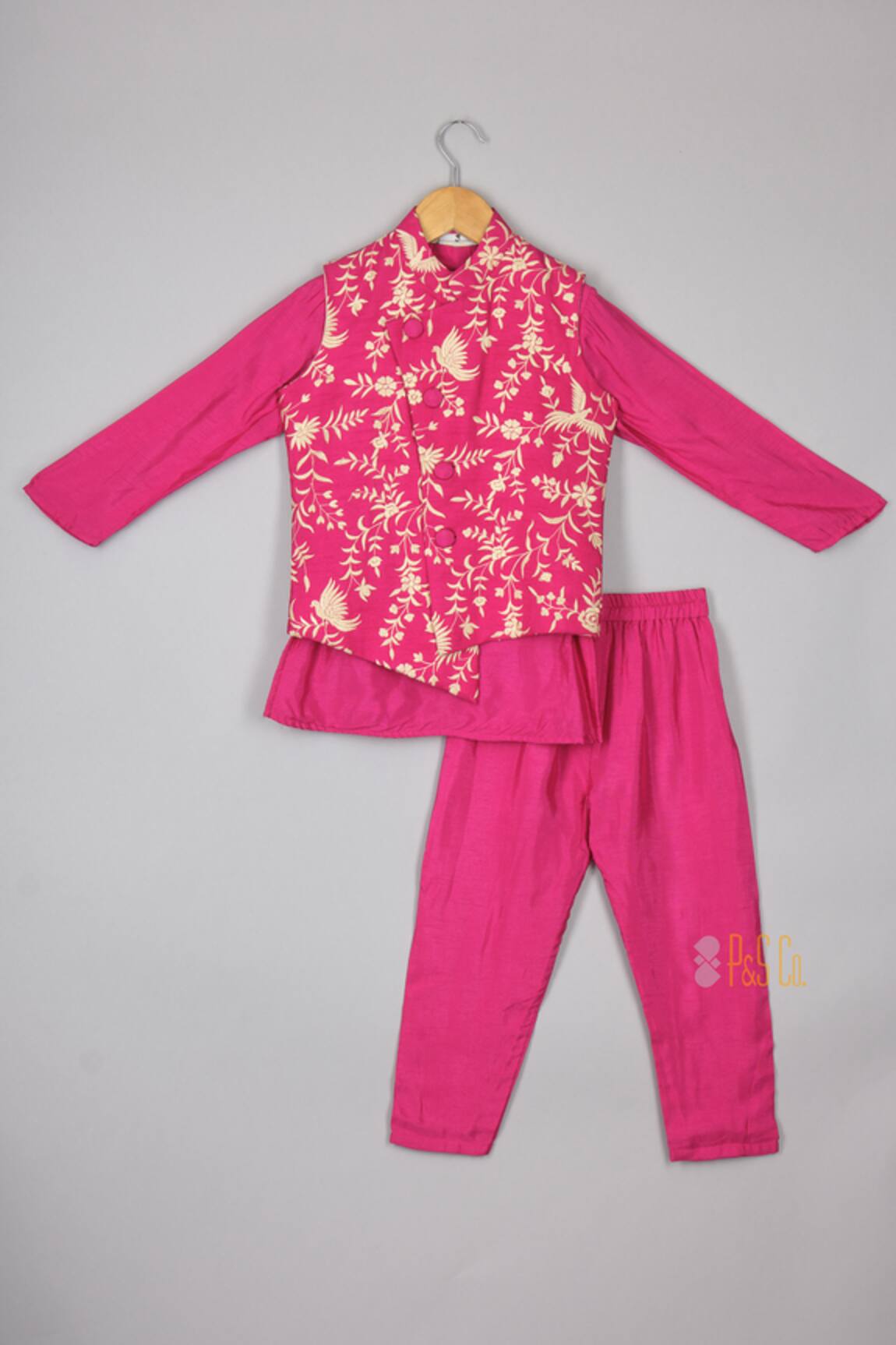 P & S CO Bird Garden Embroidered Kurta Set