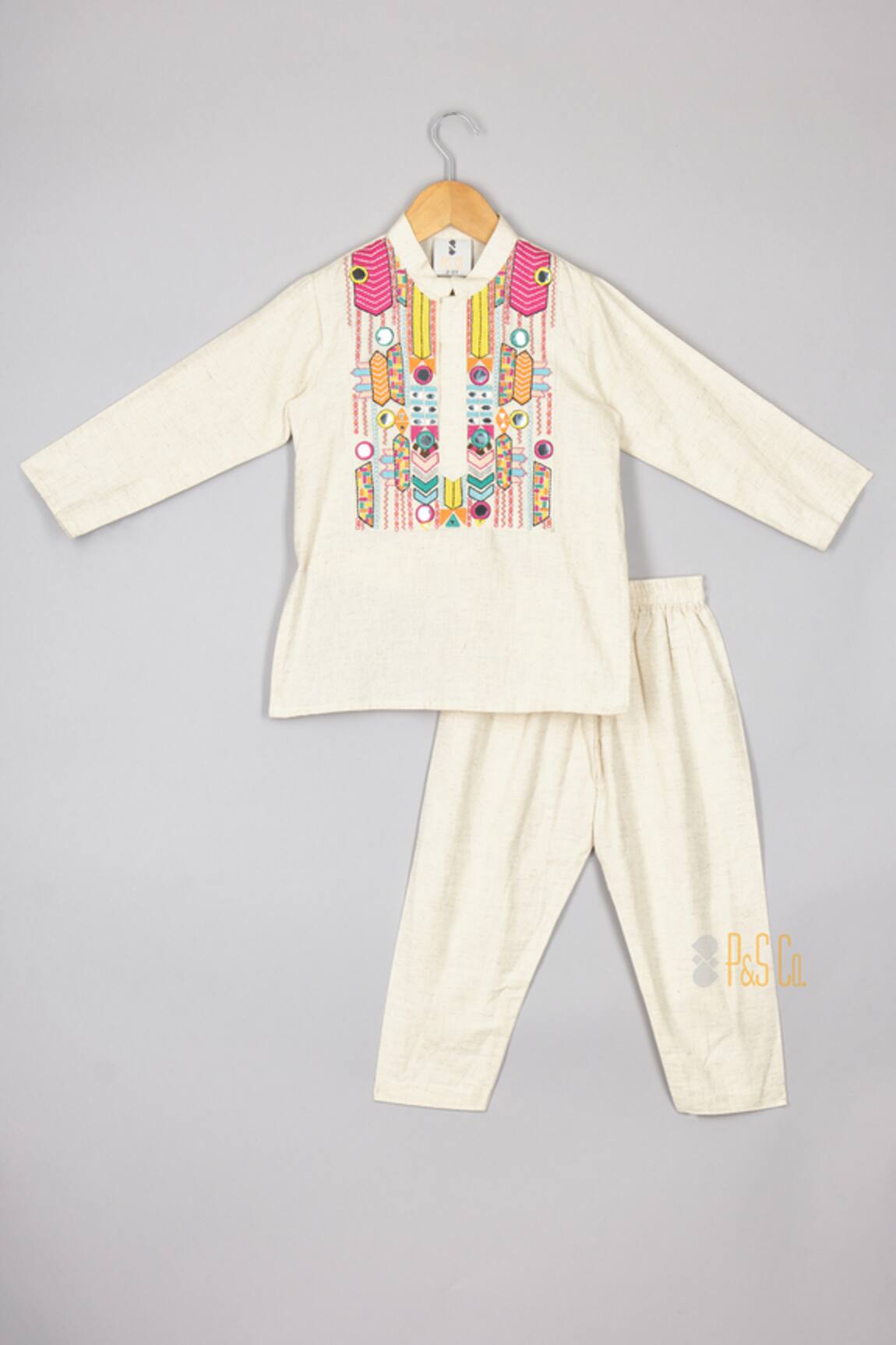 P & S CO Aztec Mirror Embroidered Kurta Set