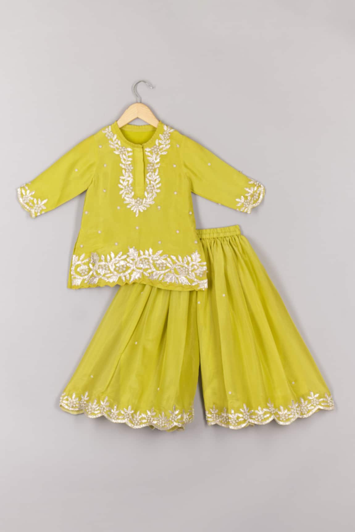 P & S CO Zari Bloom Embroidered Kurta & Palazzo Set