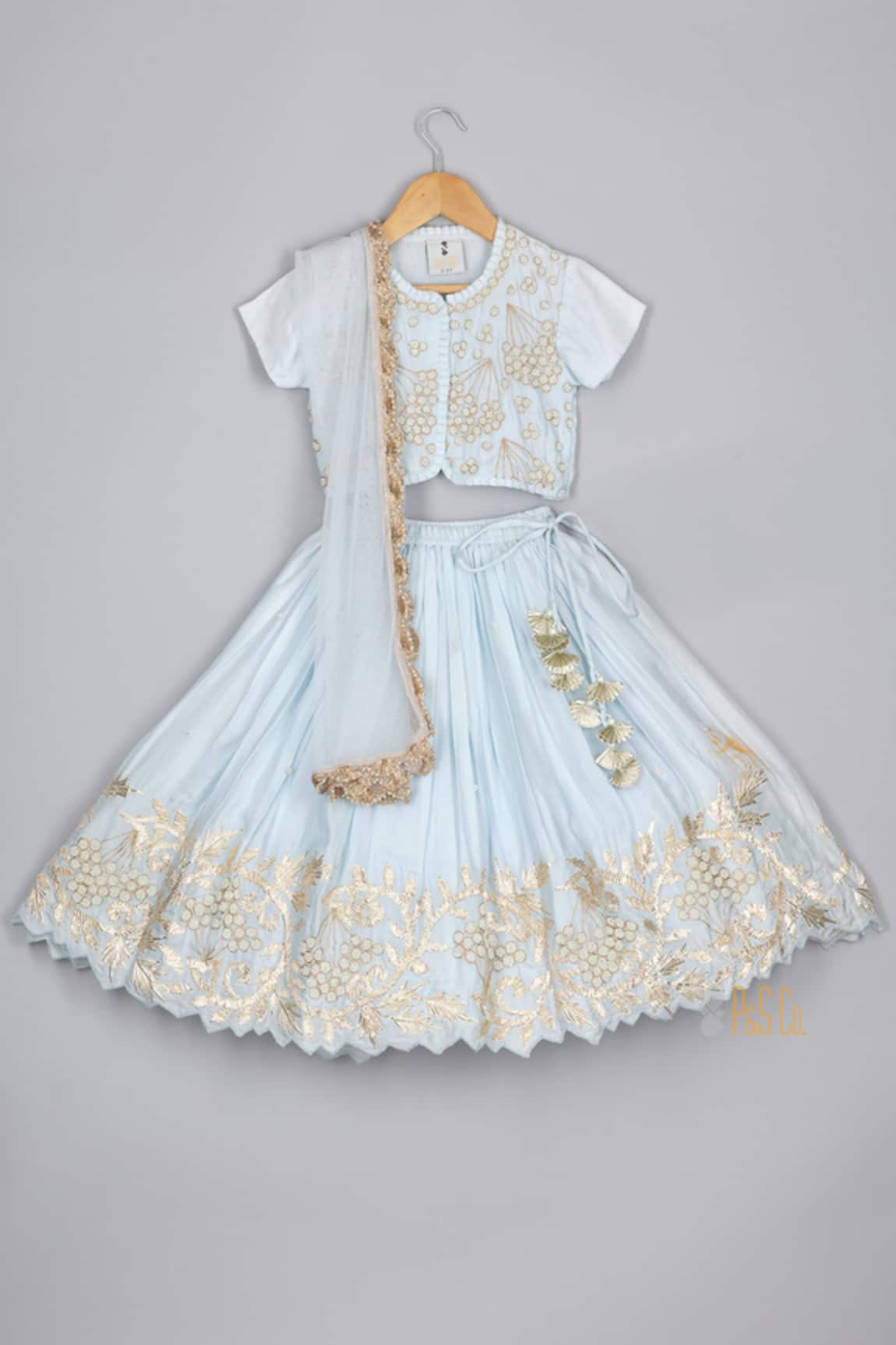 P & S CO Zari & Moti Embroidered Lehenga Set 