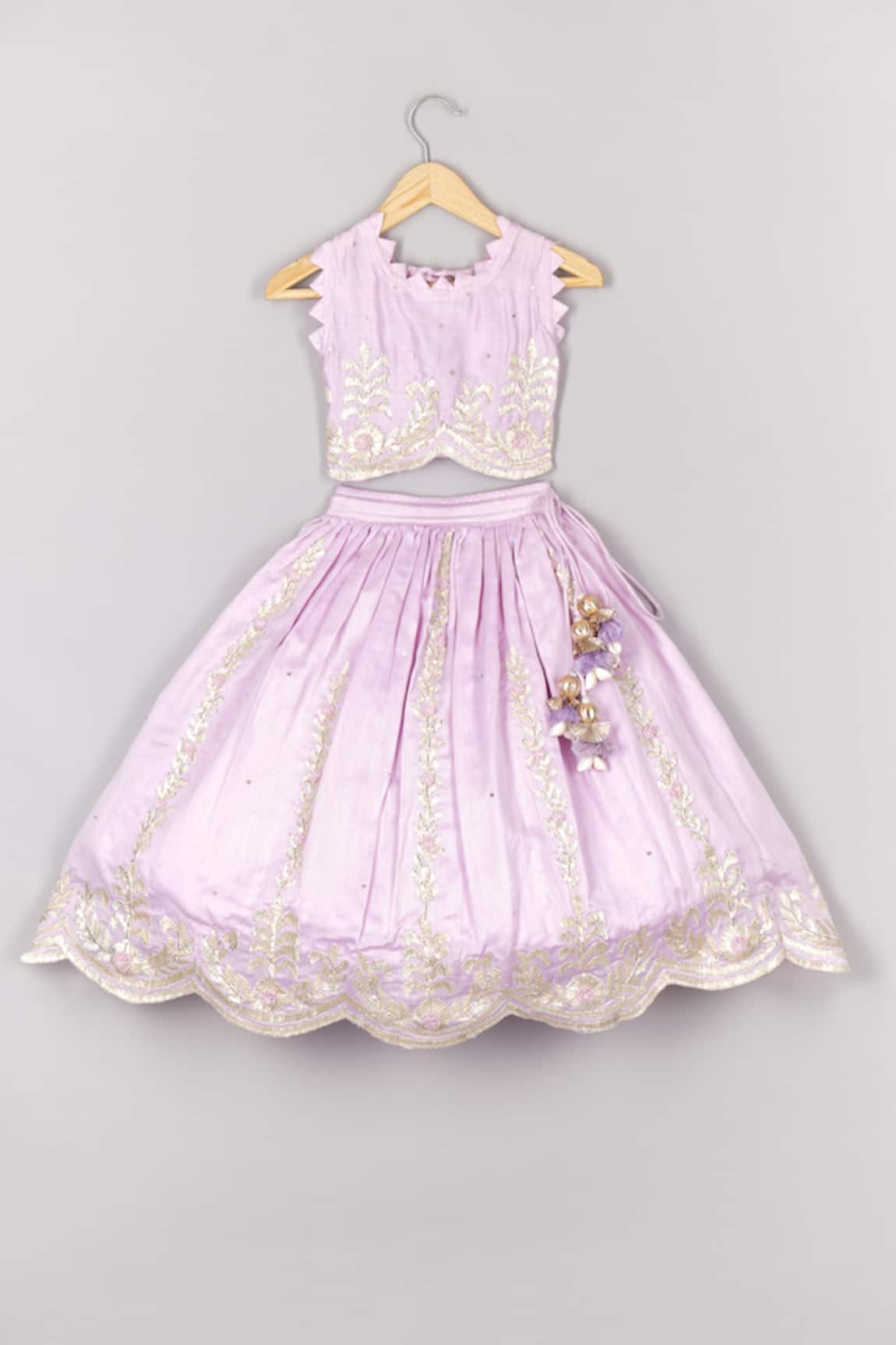 P & S CO Gota Bloom Vine Embroidered Lehenga Set