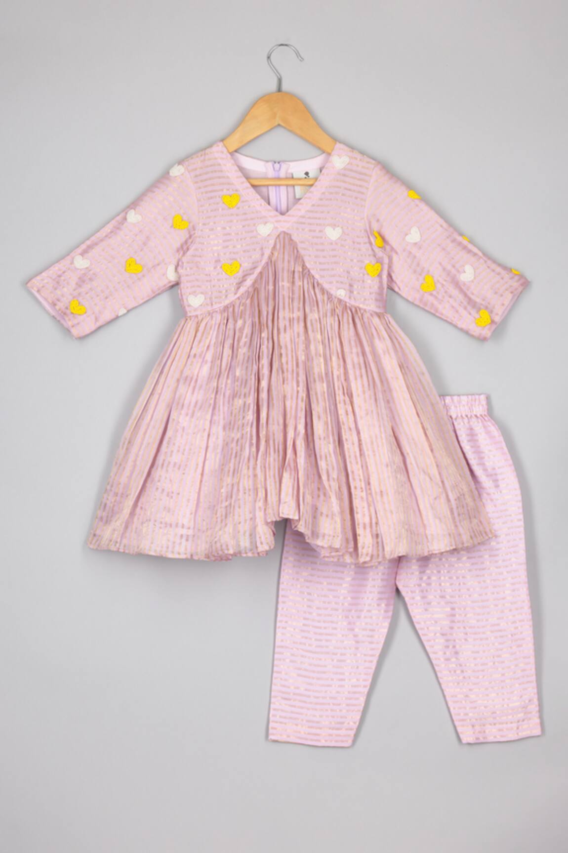 P & S CO Gathered Kurta Set With Beaded Heart