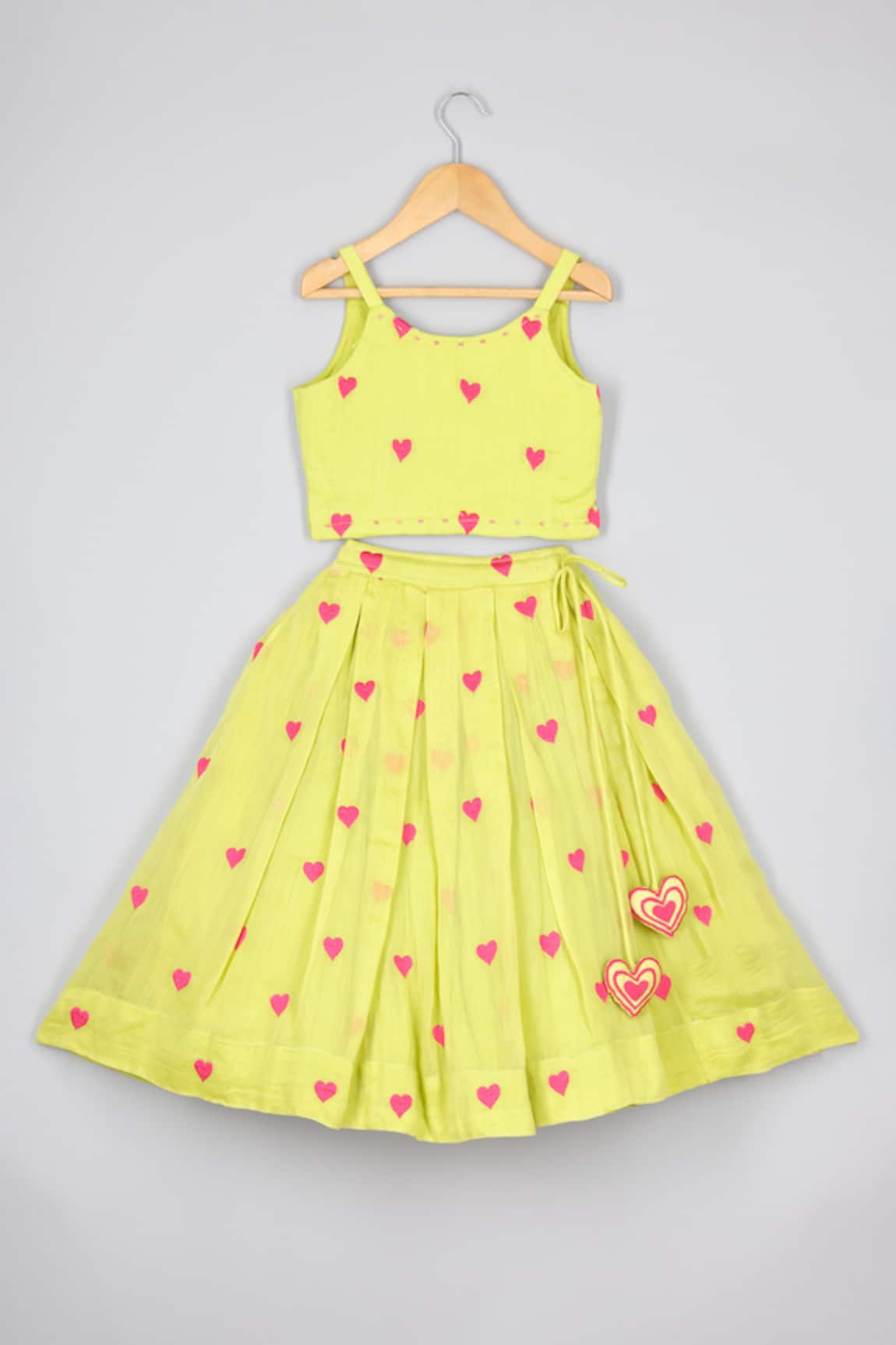 P & S CO Scoop Neck Beaded Heart Lehenga Set