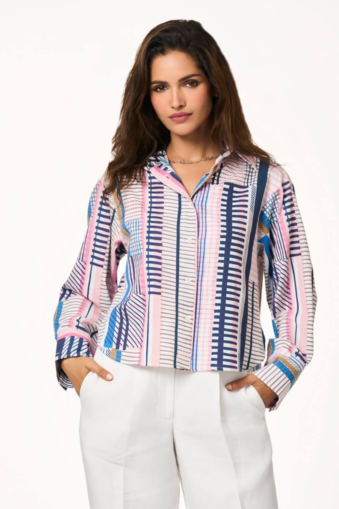 Terra Luna Multicolor High-Low Striped Shirt