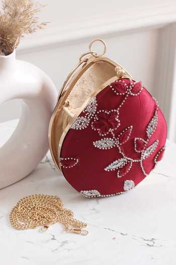 Boxwish By Bhumika Floral Cutdana Clutch 