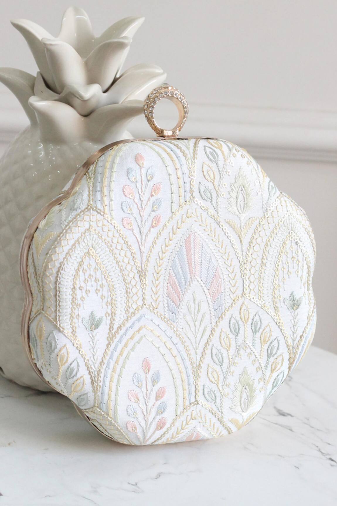 Boxwish By Bhumika Floral Thread Embroidered Clutch 