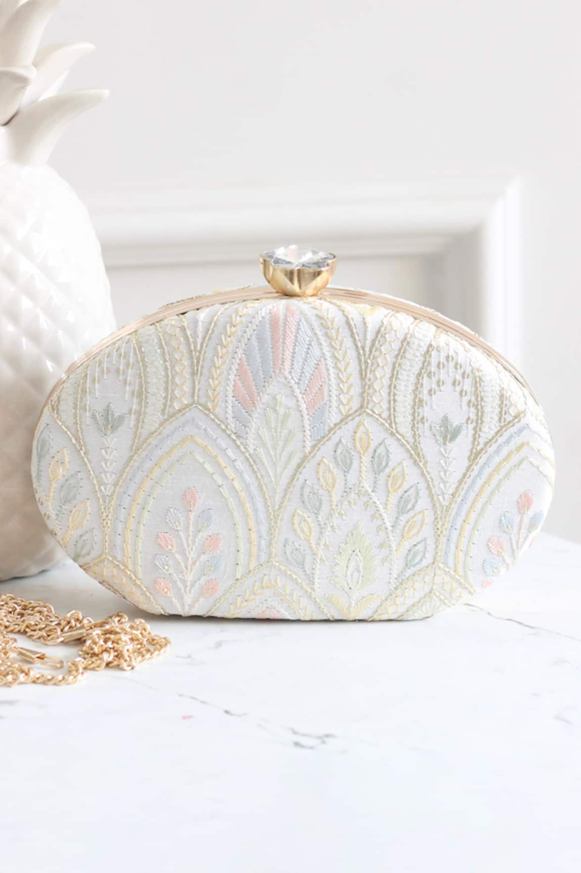 Boxwish By Bhumika Floral Sequin Embroidered Clutch 