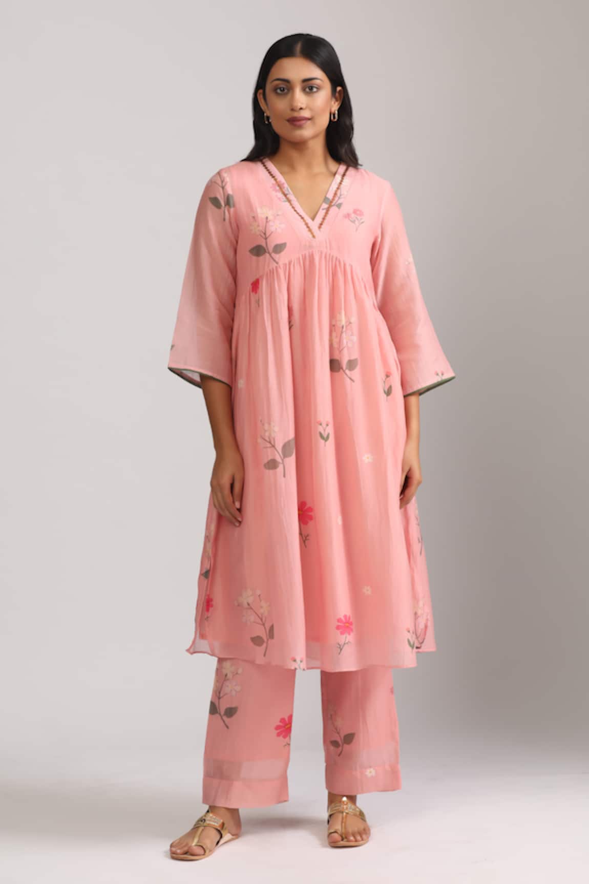 Trendy tokari Floral Embroidered A-Line Kurta Set 