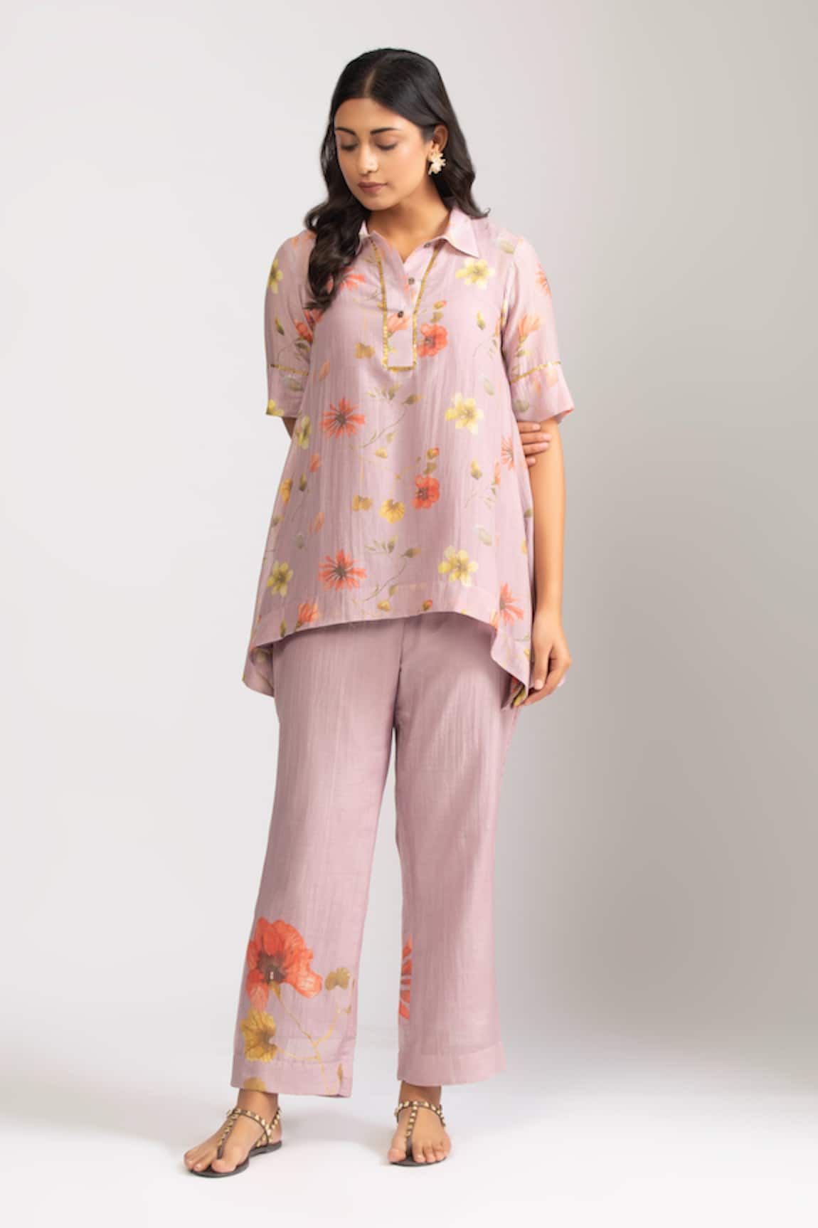 Trendy tokari Botanical Print Top & Pant Set 