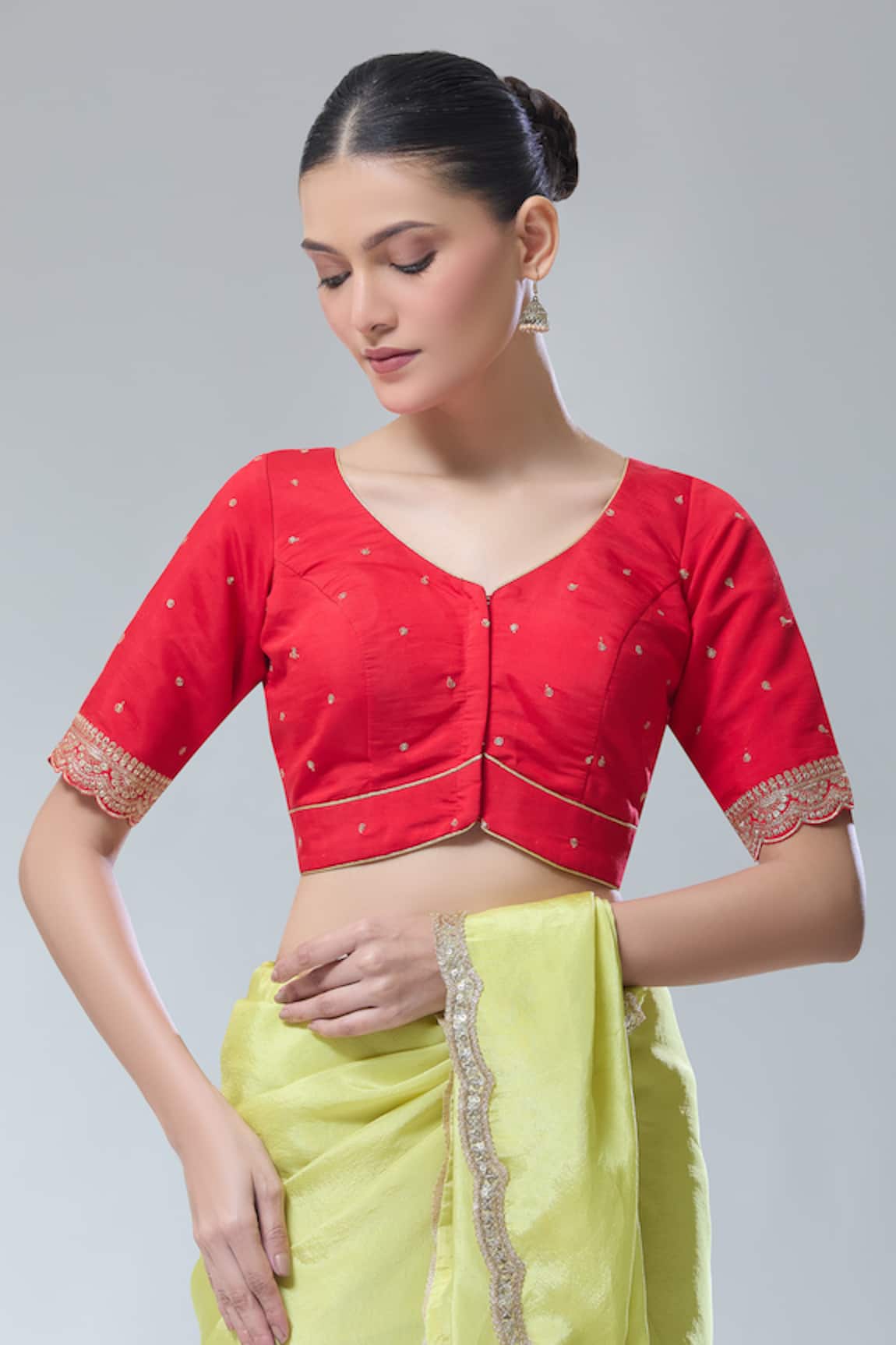 Samyukta Singhania Red Sequin Embroidered Saree Blouse 