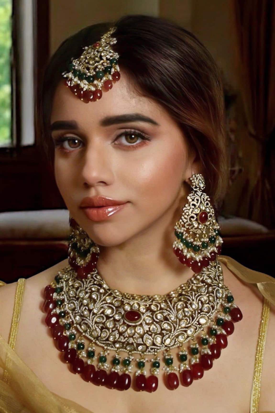 Amaara Jewels Antique Gold Blossom Vine Necklace Set 