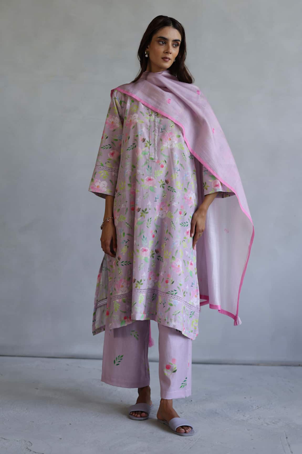 Roza Floral Print Chanderi Stole 