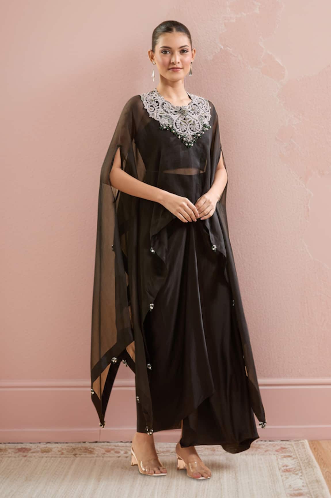 Prisho Floral Embroidered Kaftan Set 