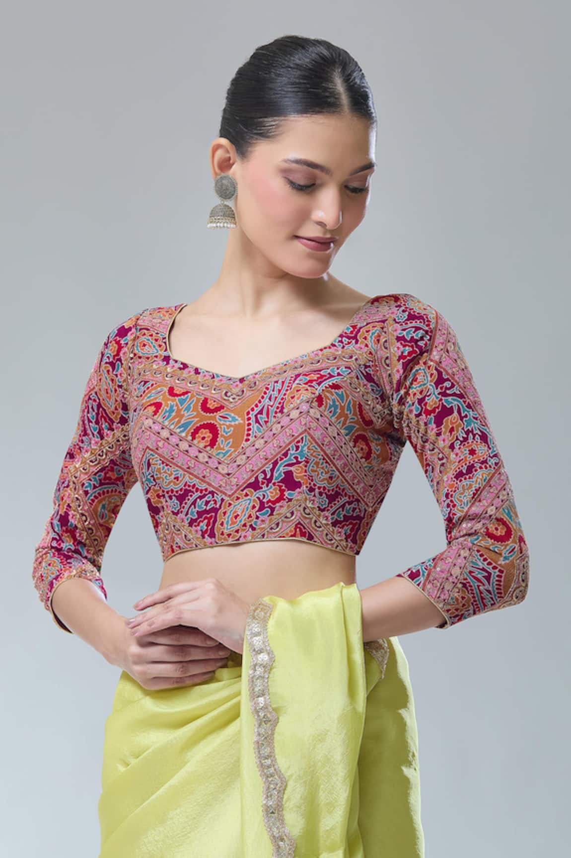 Samyukta Singhania Padded Flower Print Saree Blouse 