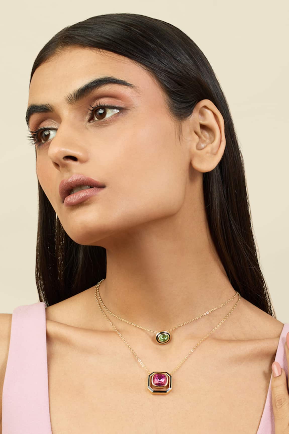 Isharya Layered Necklace with Crystal Embellishment 