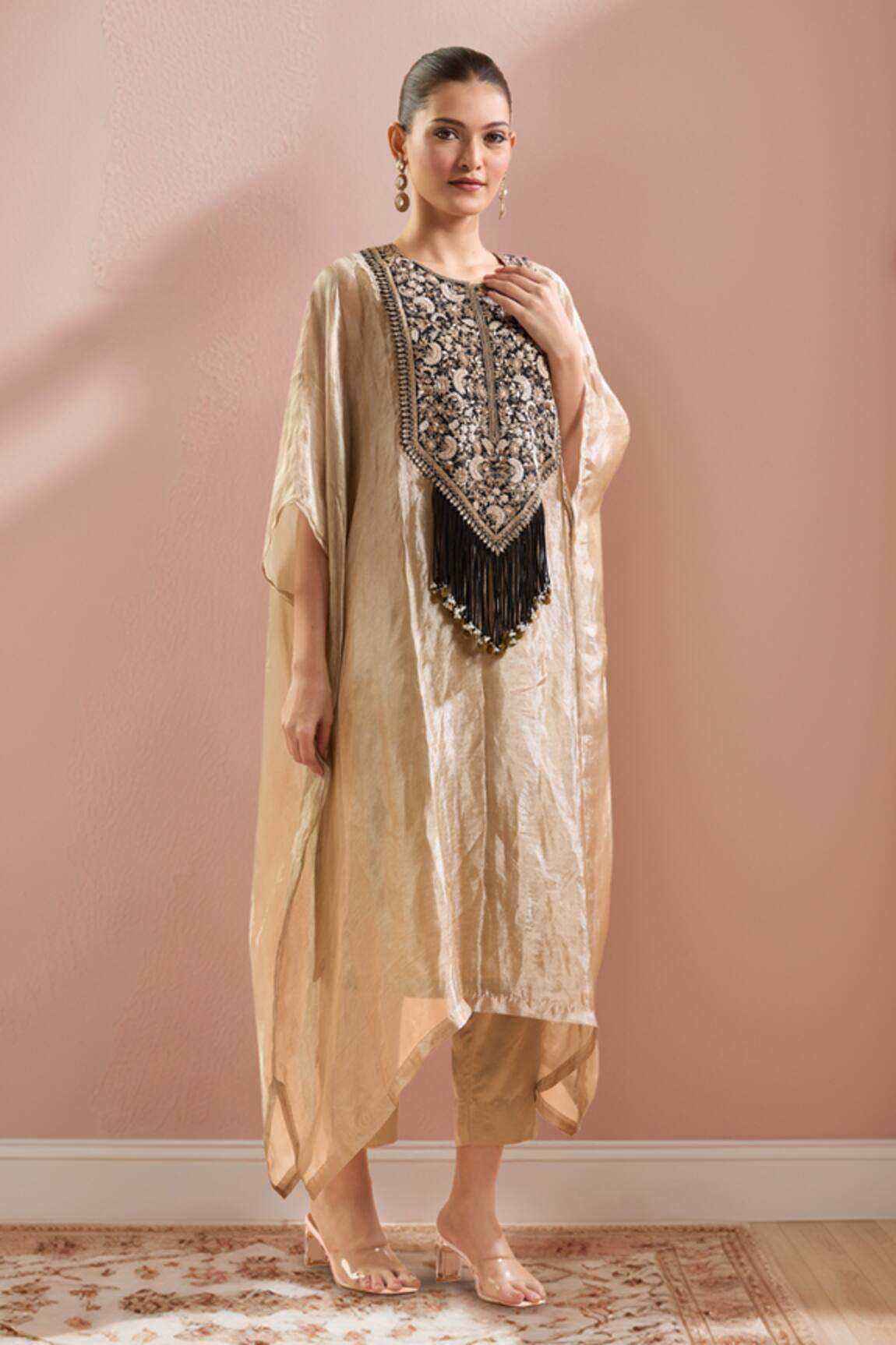 Prisho Floral Embroidered Kaftan Set 