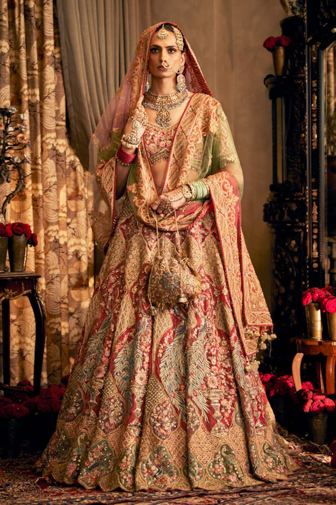 Rimple And Harpreet Narula Mughal Miniatures Embroidered Lehenga Set