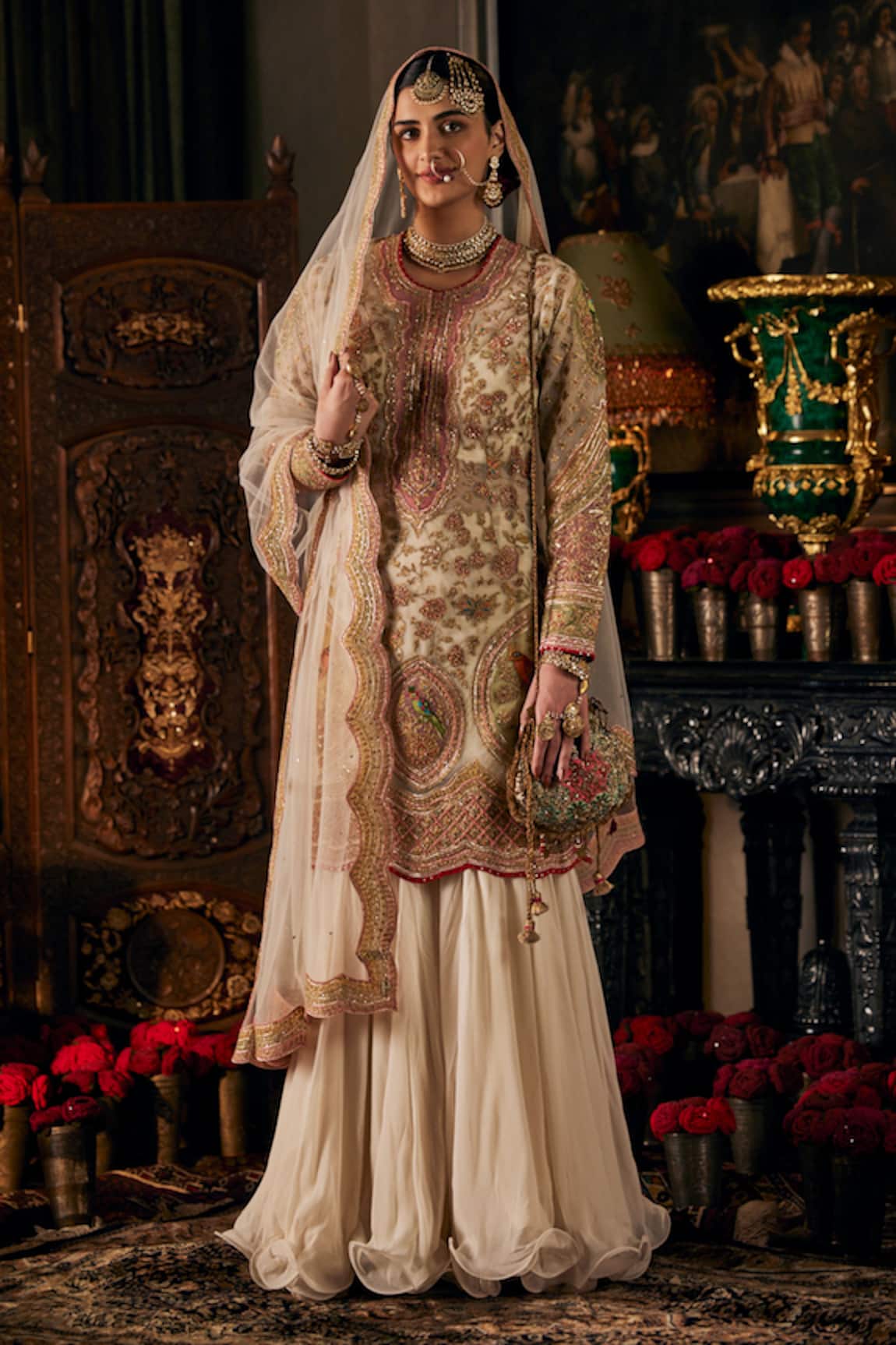 Rimple And Harpreet Narula Bird Floral Embroidered Kurta Sharara Set