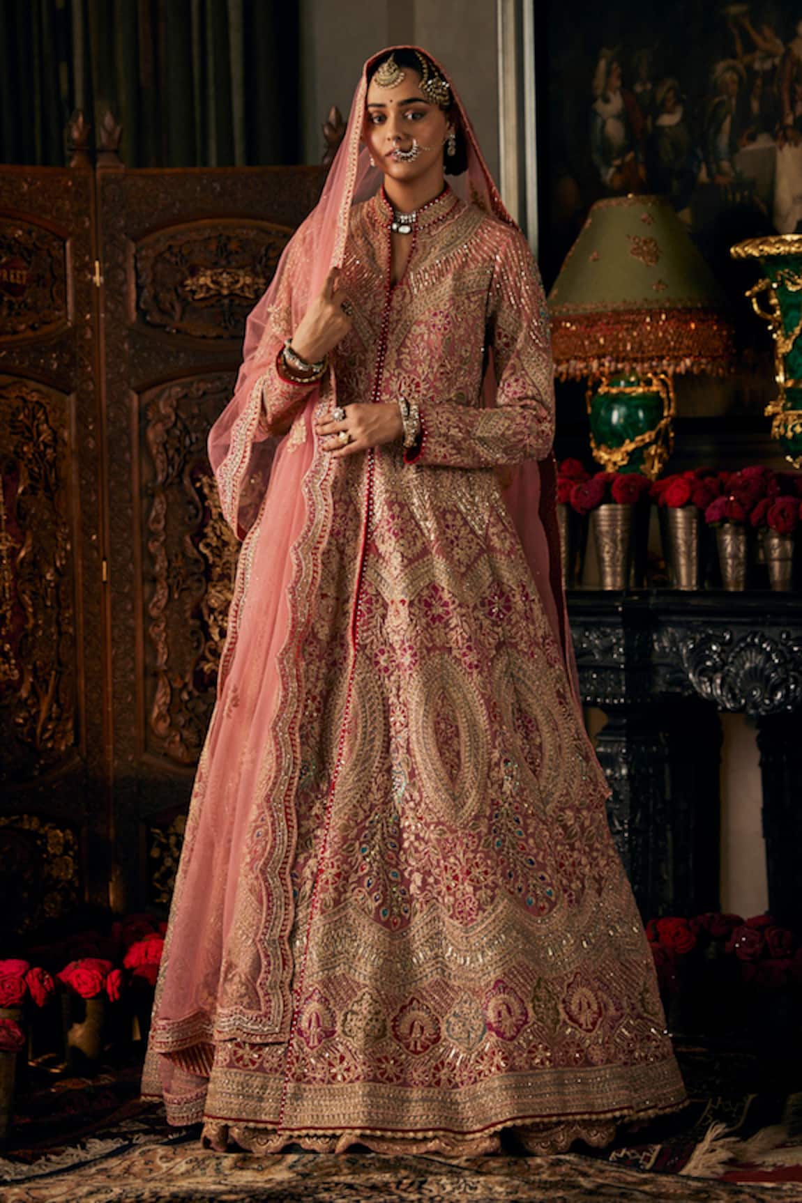 Rimple And Harpreet Narula Mughal Miniatures Embroidered Jacket Lehenga