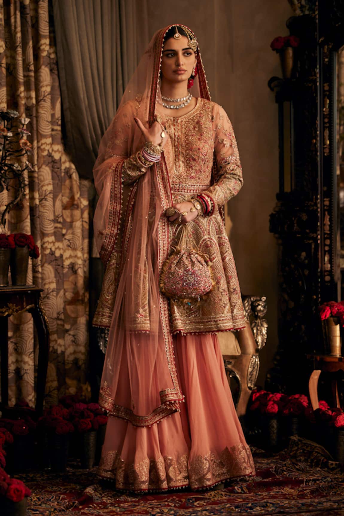 Rimple And Harpreet Narula Floral Embroidered Anarkali Sharara Set 