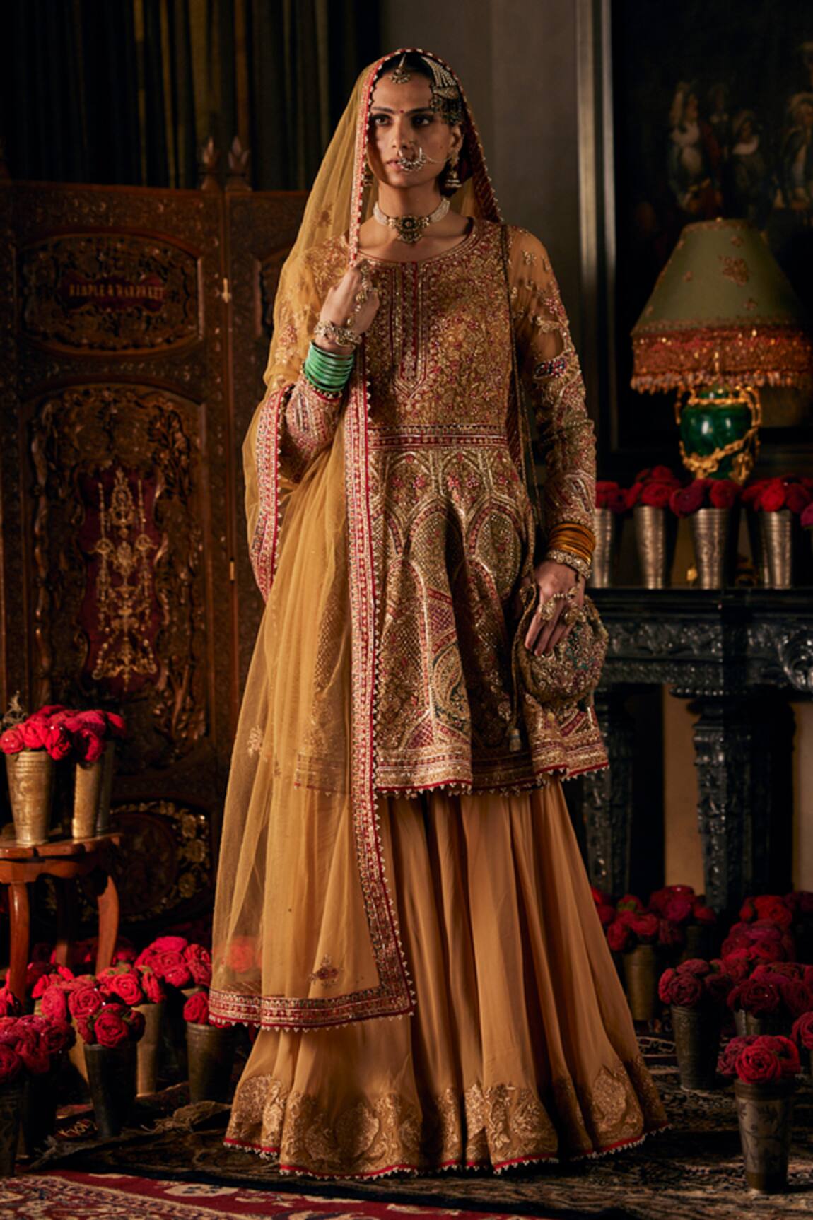 Rimple And Harpreet Narula Floral Embroidered Anarkali Sharara Set 