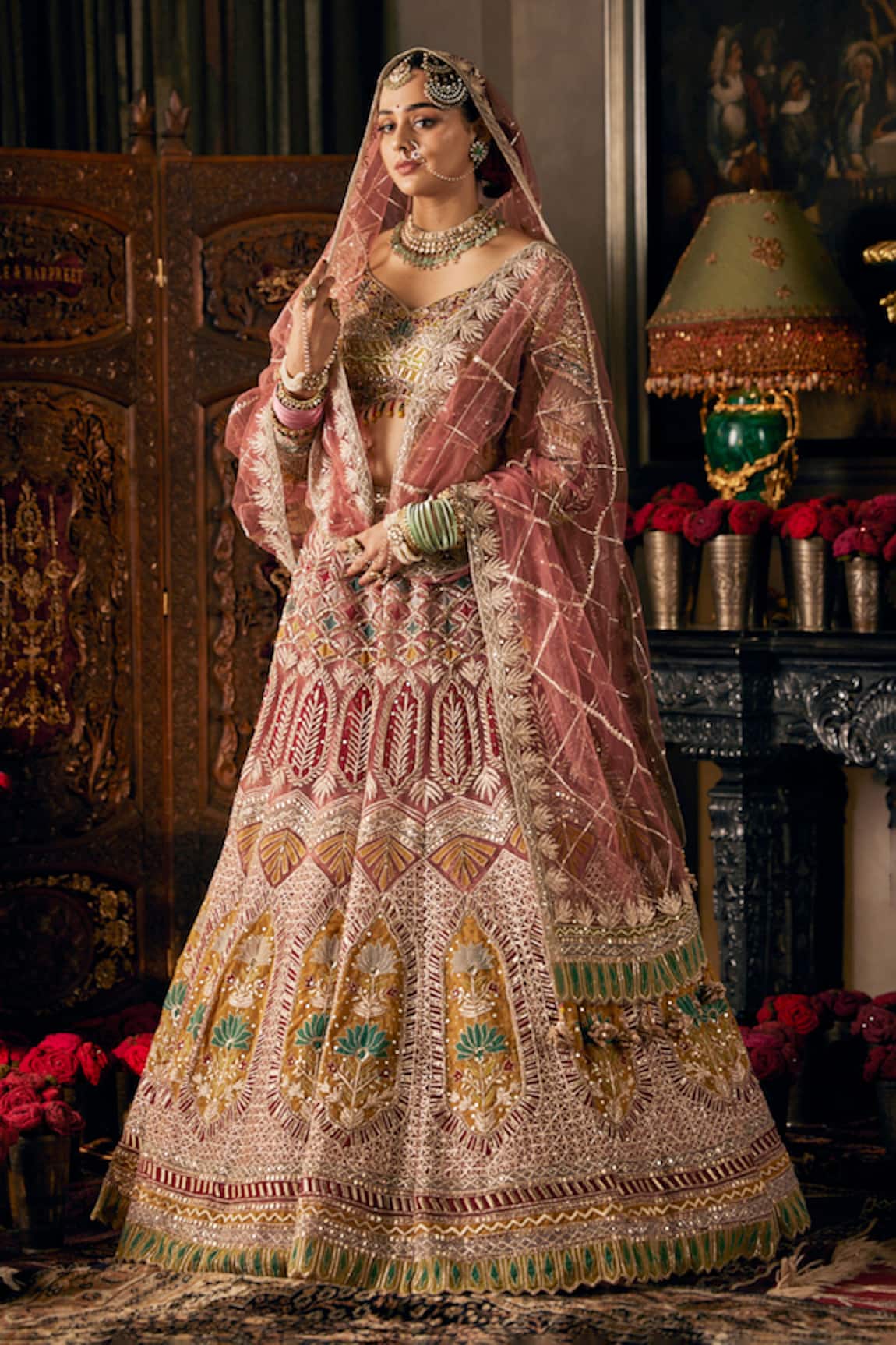 Rimple And Harpreet Narula Botanical Embroidered Lehenga Set 