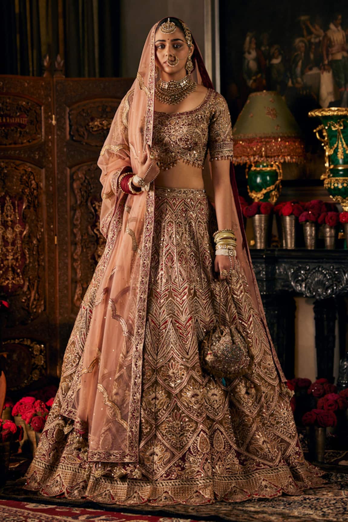 Rimple And Harpreet Narula Symmetric Bloom Embroidered Lehenga Set 