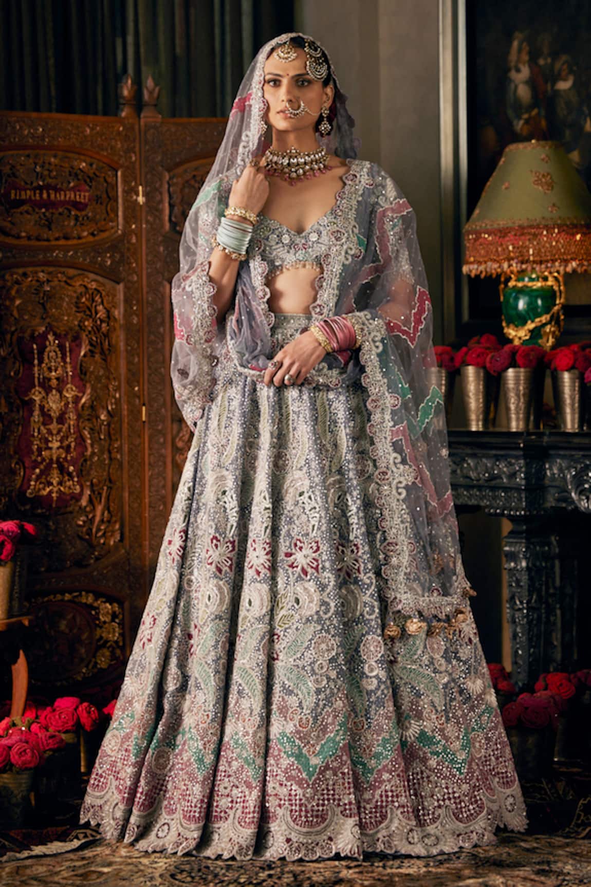Rimple And Harpreet Narula Mughal Bahar Marodi Embroidered Set 