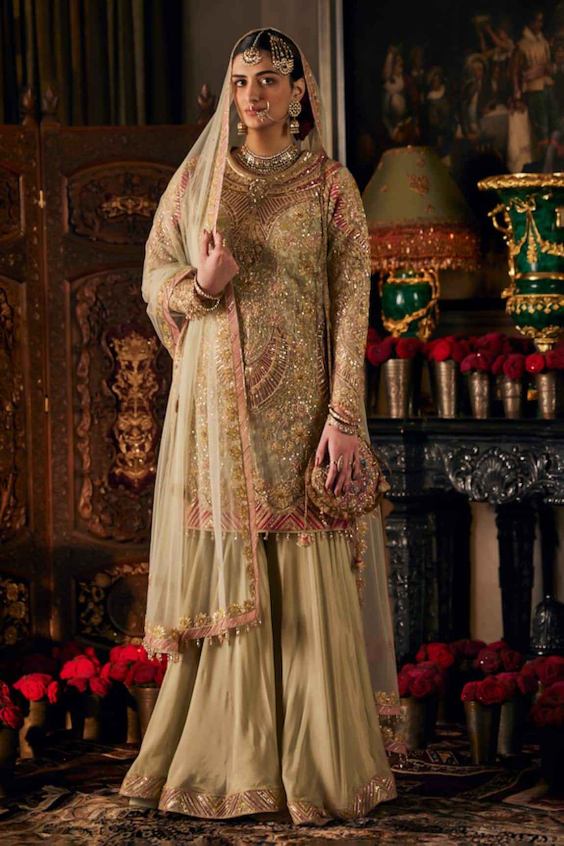 Rimple And Harpreet Narula Art Deco Blossom Kurta Sharara Set 