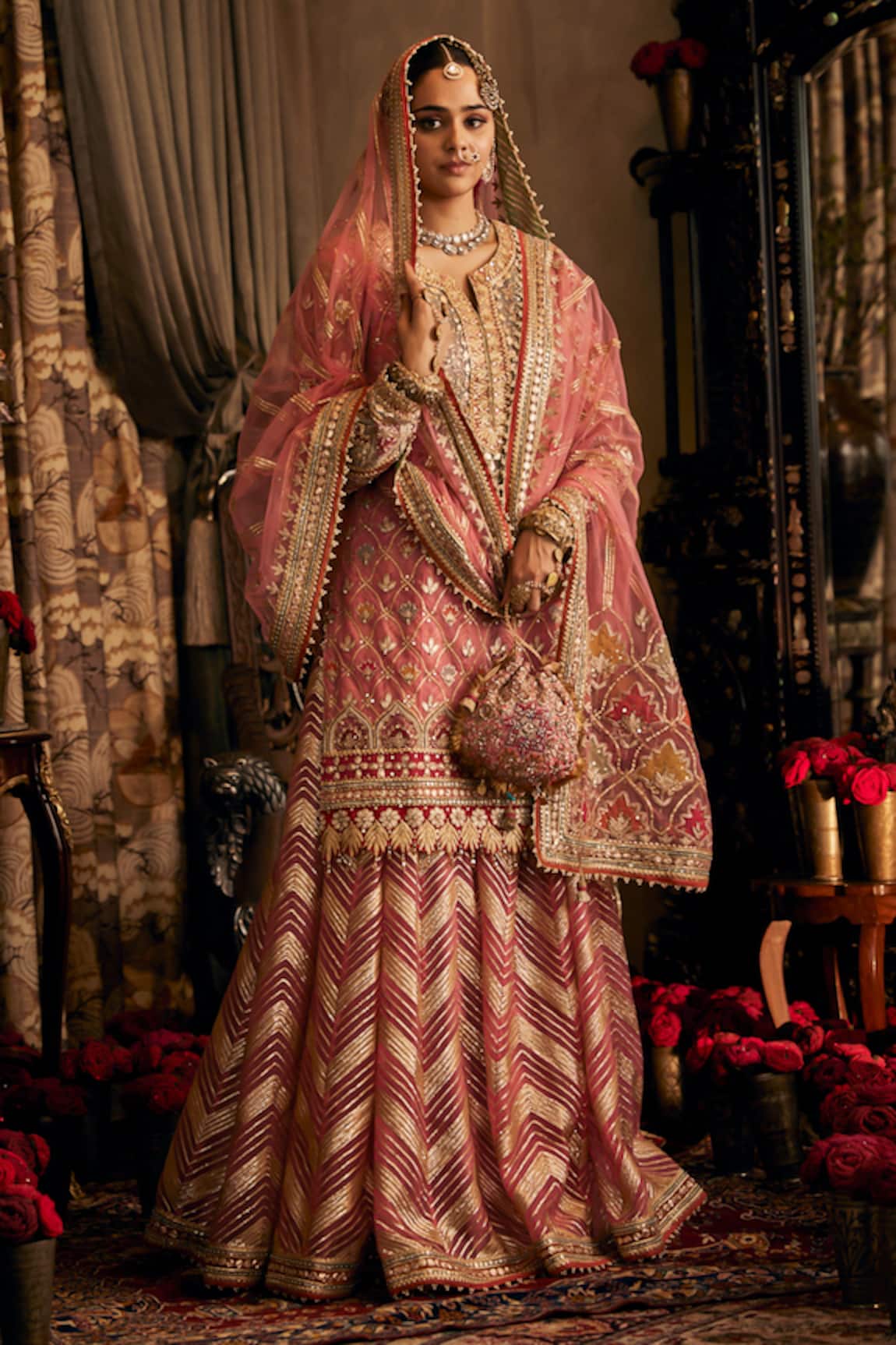 Rimple And Harpreet Narula Floral Jaal Embroidered Kurta Sharara Set 