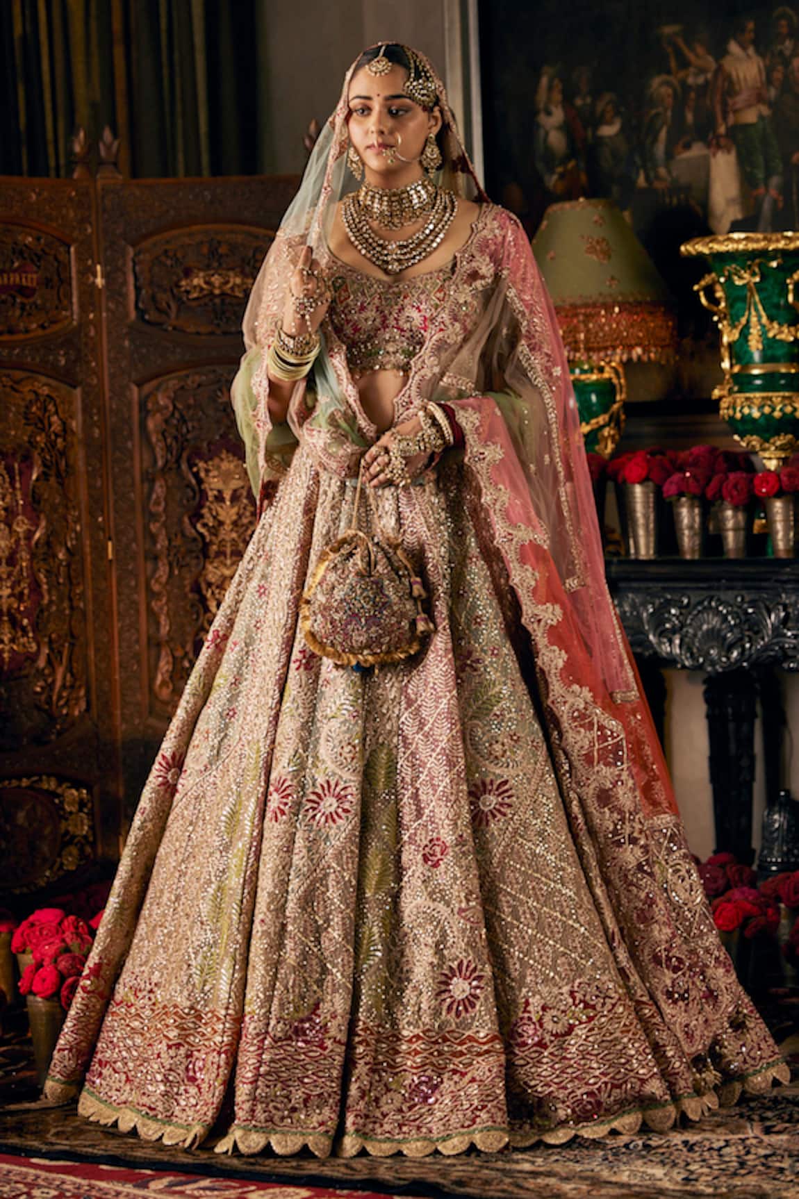 Rimple And Harpreet Narula Multi Color Floral Embroidered Lehenga Set 